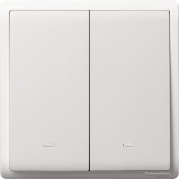 SCHNEIDER E8232PRL1F_WE-Pieno - 10A 250V - 2 gang momentary switch with fluorsecent locator