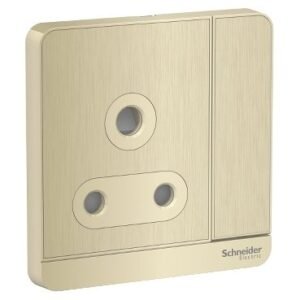 Schneider electric - Switched socket, AvatarOn, LED, screw terminal, IP20, metal gold hairline E8315_15N_GH_G11