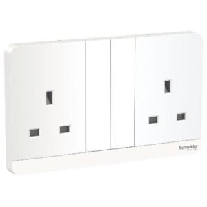 SCHNEIDER E83T25_WE-AvatarOn, 2 switched socket, 3P, 13 A, 250 V, White