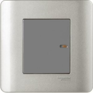Schneider Zencelo - E8431_1_SA - 16AX 1 Gang 1 Way Full-Flat Switch with Ondicator- Silver Satin
