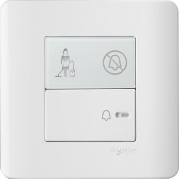 Schneider Electric - E8431BPDM_WE - 1 Gang Bell Switch w/Illuminated "Do Not Disturb &Please Clean Up" Symbol, White