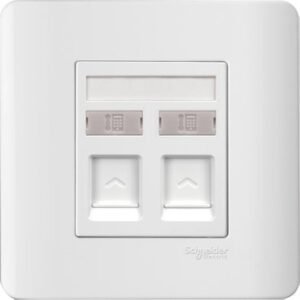E8432RJS4_WE- 2Gang Telephone Socket on Shuttered Wallplate, White