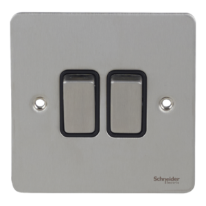 Schneider electric "Ultimate Flat plate - 2-way plate switch - 2 gangs - stainless steel