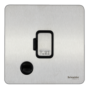 SCHNEIDER GU5403BSS-Fuse holder, Ultimate Screwless Flat plate, 13A, flex outlet, black & stainless steel