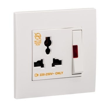 SCHNEIDER KB113LSN_WE-Switched Socket, Vivace Universal, 13A, 250V,