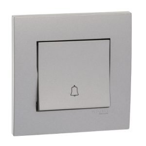 SCHNEIDER KB31BPB_AS - Vivace 10A 250V 1G Bell Press Switch with marking,Aluminium Silver