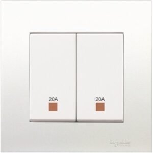 SCHNEIDER KB32D20NE_WE - VIVACE 20A 250V 2 Gang Double Pole Switch with Neon and Earth