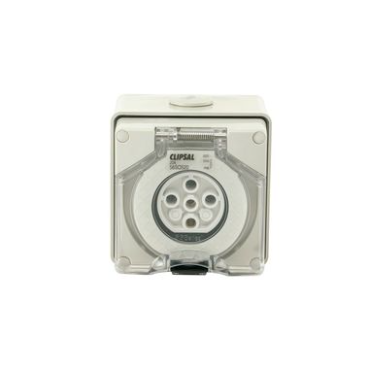 SCHNEIDER 56SO520_GY-Surface Socket, Clipsal - 56 Series, IP66, 500V 20A - 5 Round Pins