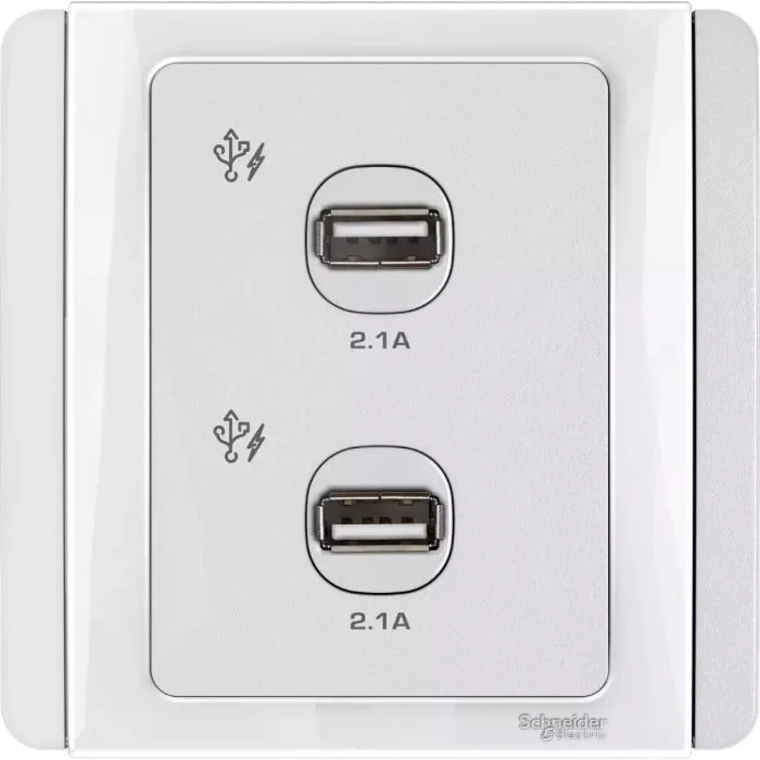 SCHNEIDER E3032USB_WW-NEO - 2 x 2.1A USB Charger - White
