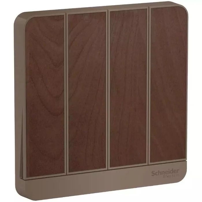 SCHNEIDER E8334L2_WD-AvatarOn, 4 switches, 16AX, 250V, 2 way, Wood