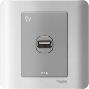 SCHNEIDER E8431USB_SA-Zencelo - 1 X 2.1A Usb Charger - Silver Satin