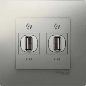 Schneider Vivace - 2 x 2.1A USB Charger - Aluminium Silver KB32USB_AS